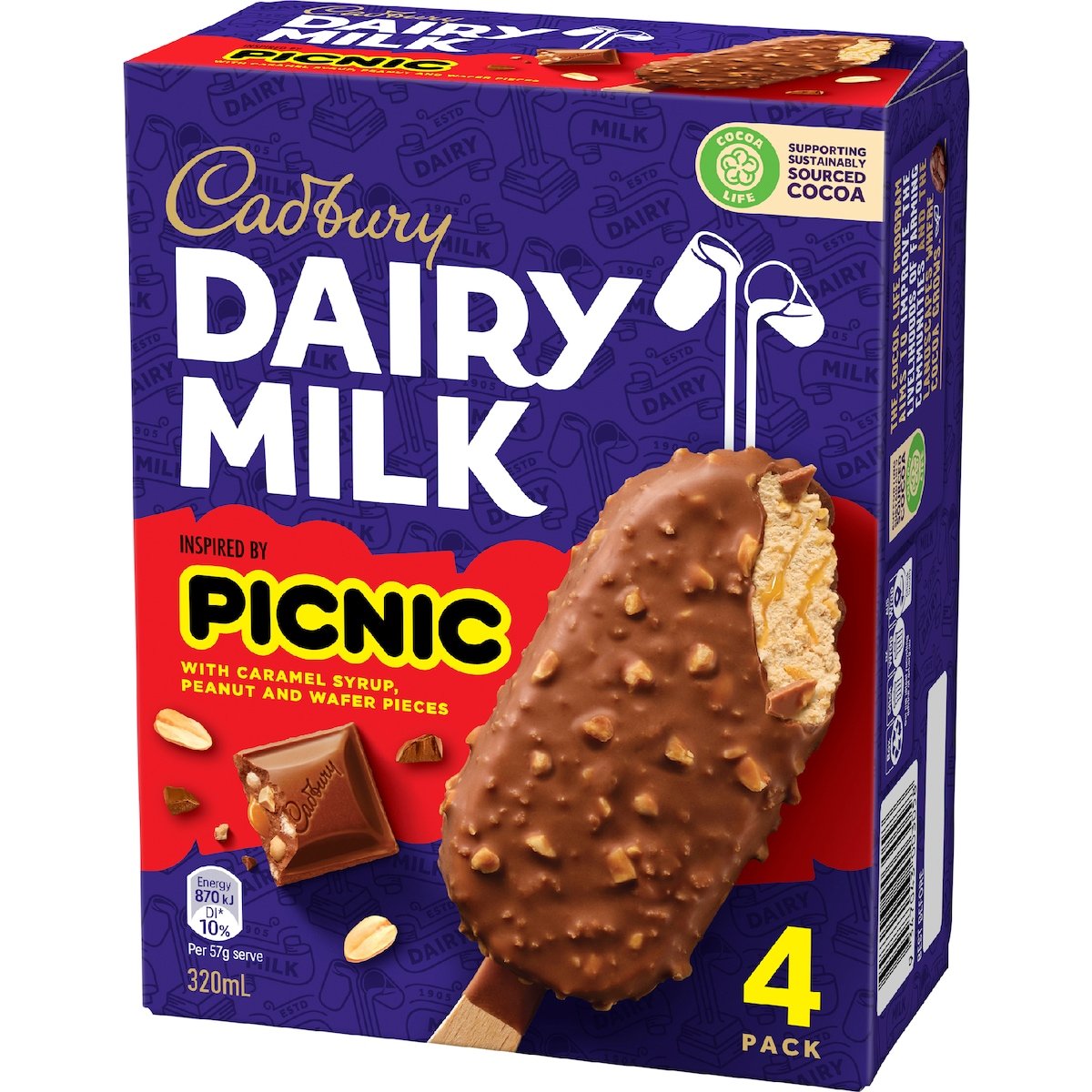 Cadbury Dairy Milk Picnic Frozen Dessert Sticks 4 pack